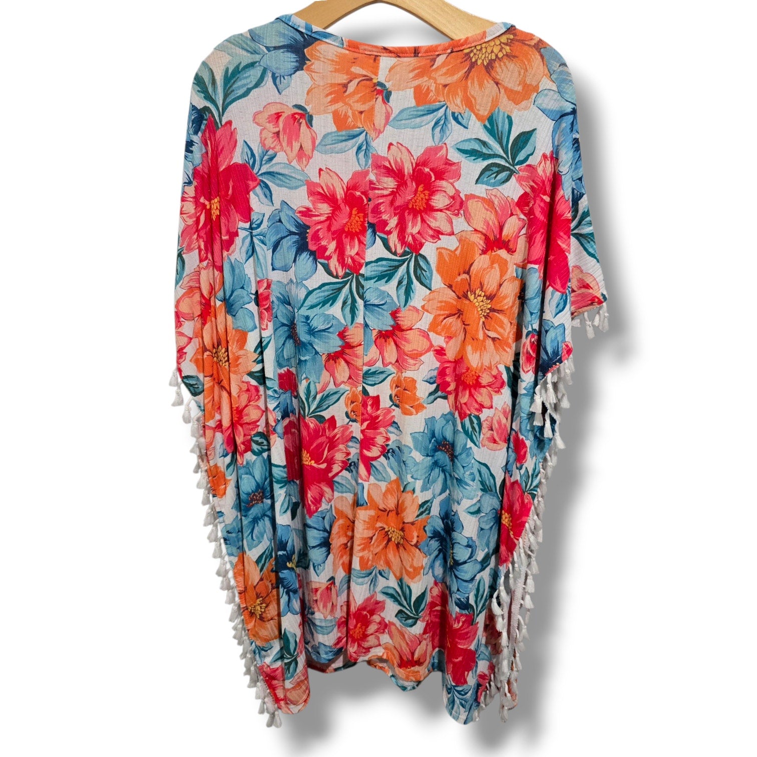 Time and Tru Women’s Floral Tassel Trim Swim Cover-Up – Size Small (4–6)