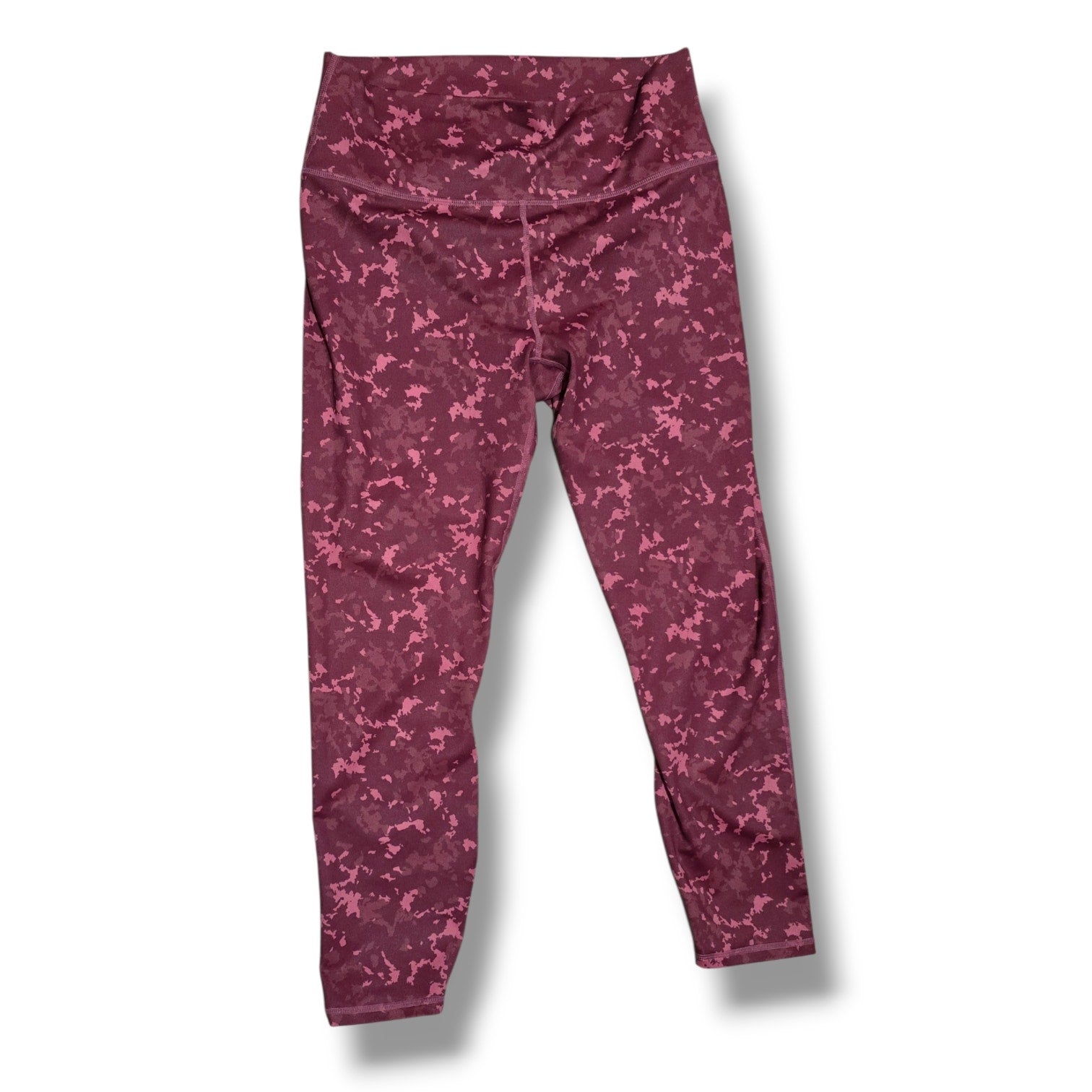 Fabletics PowerHold Women's Burgundy Pink Camo High Waisted Leggings 29" waist