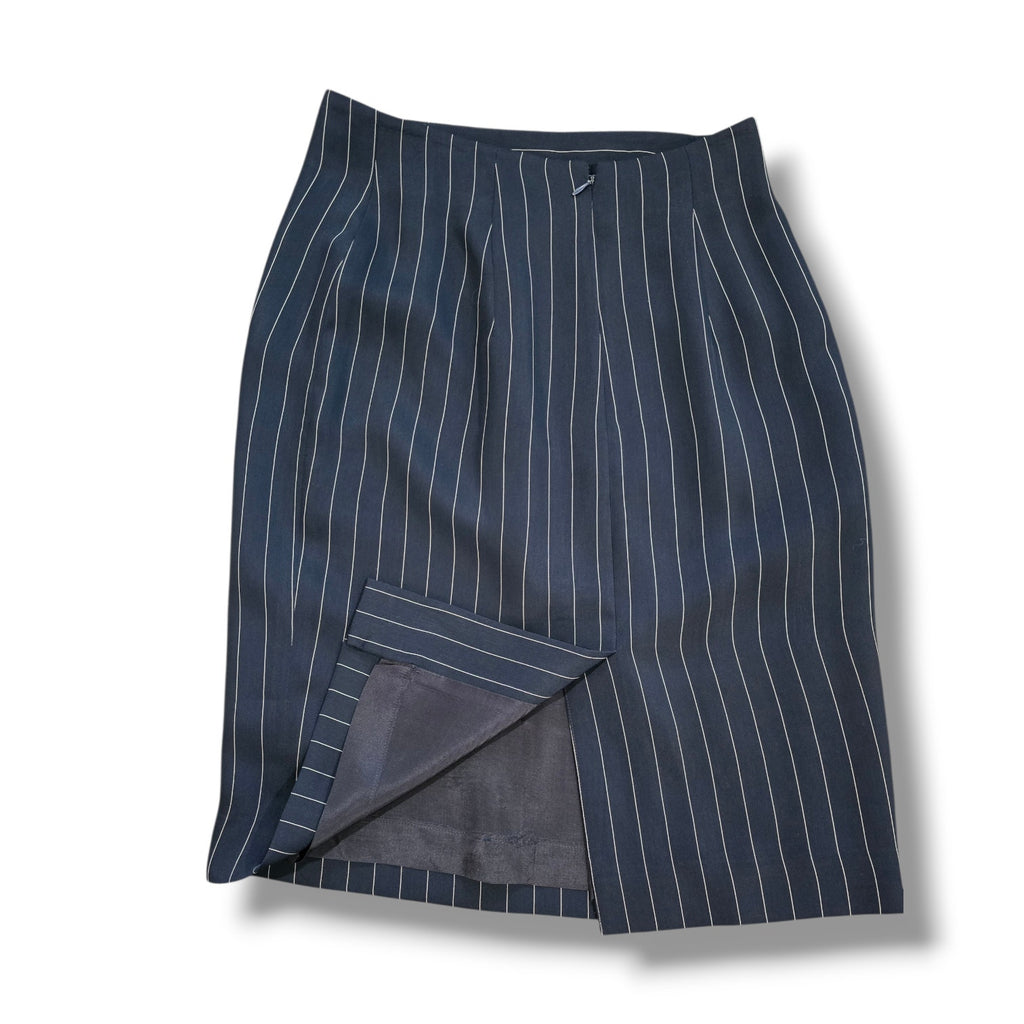 Vintage Evan-Picone Navy Blue Pinstripe Pencil Skirt Lined Size 10