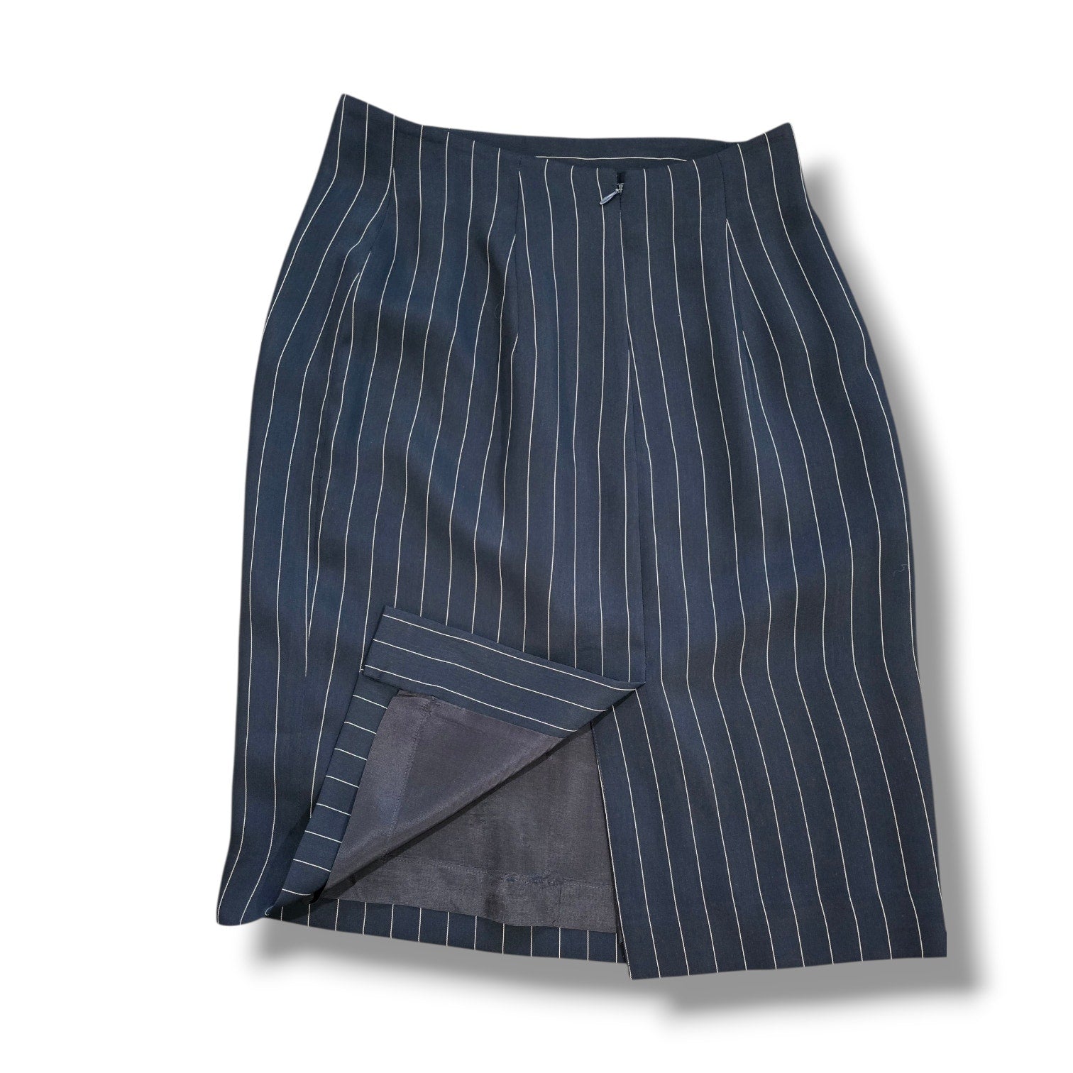 Vintage Evan-Picone Navy Blue Pinstripe Pencil Skirt Lined Size 10