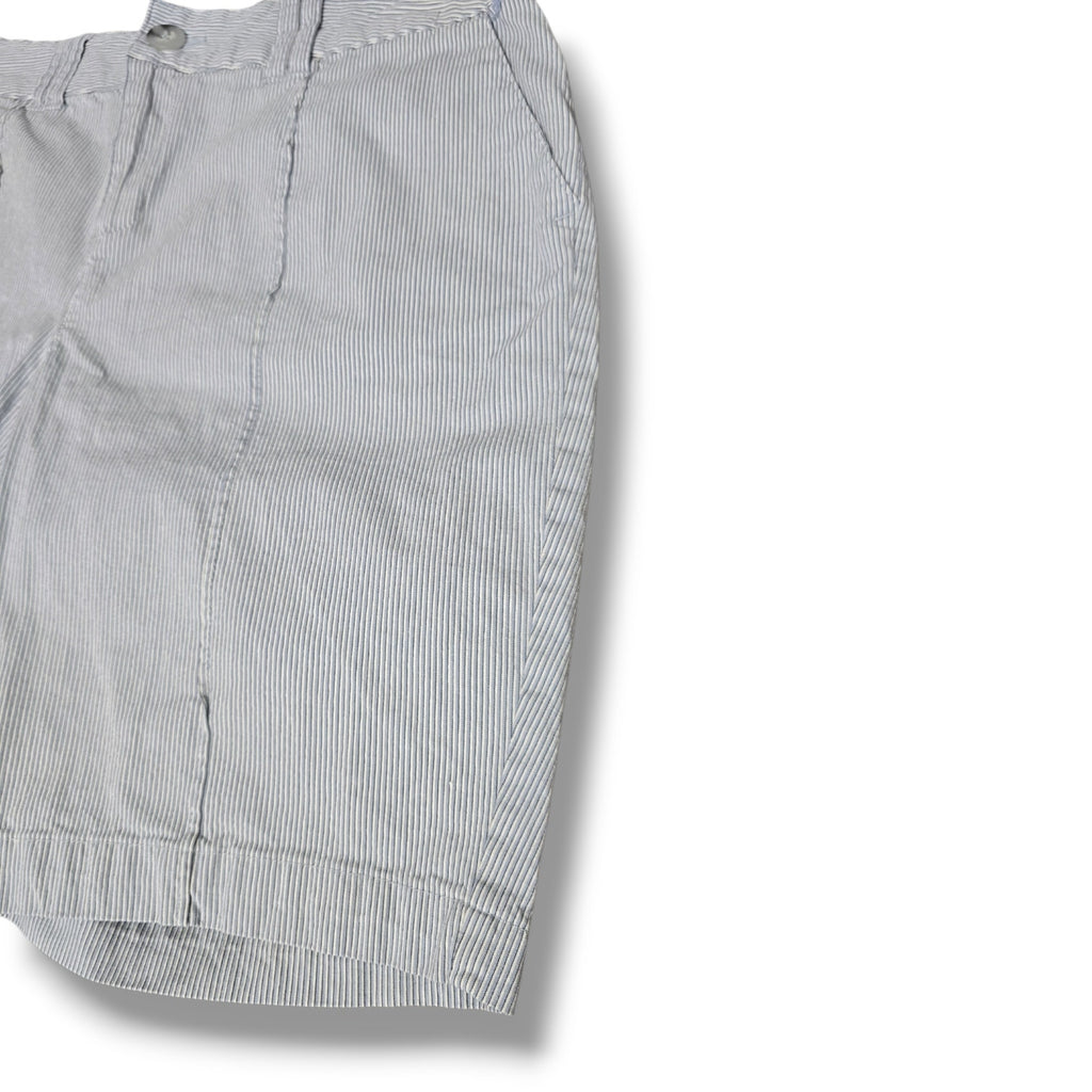 St. John's Bay Petite Size 12P Blue White Seersucker Striped Shorts