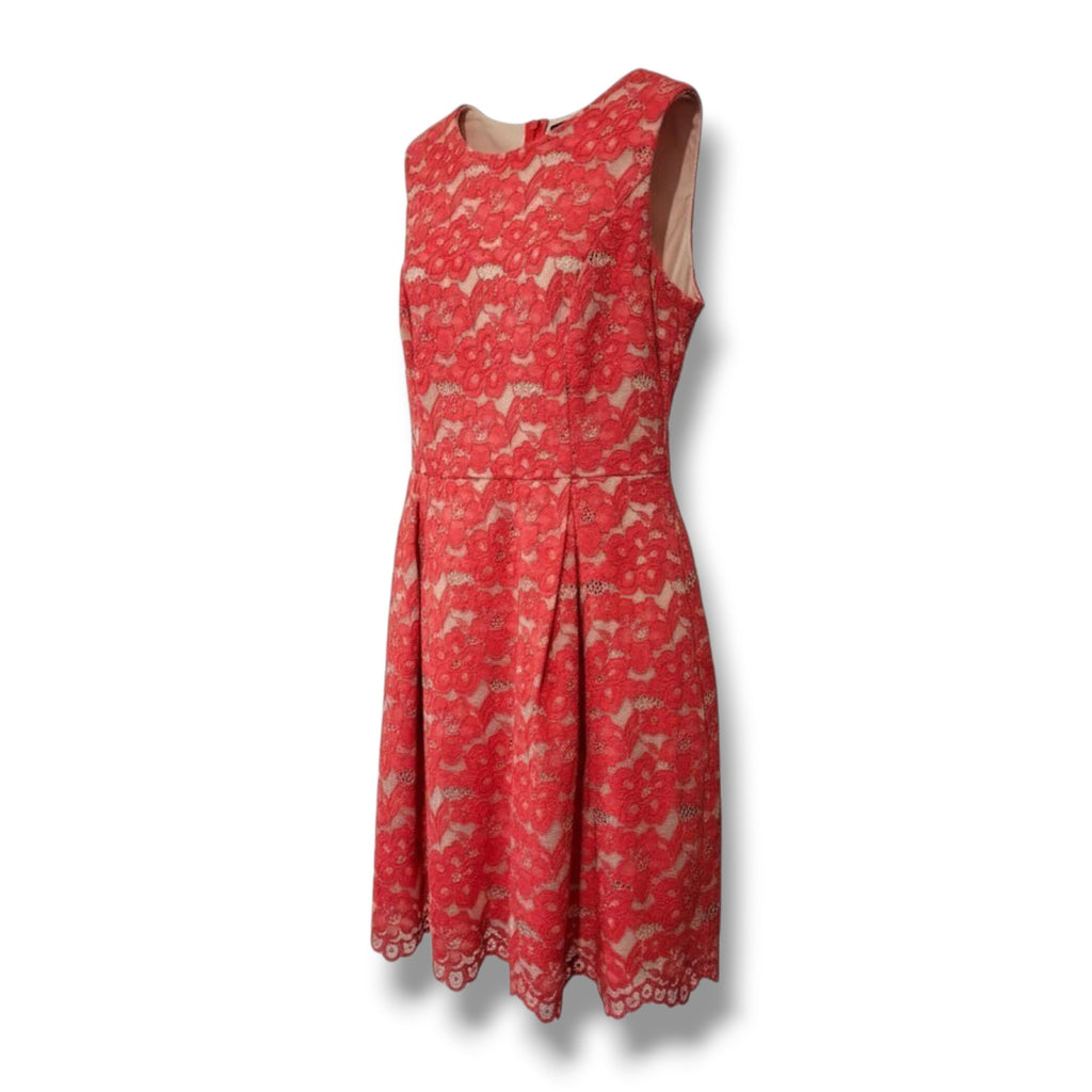 Soprano Women’s Red Orange Lace Overlay Lined Fit & Flare Dress Size Large