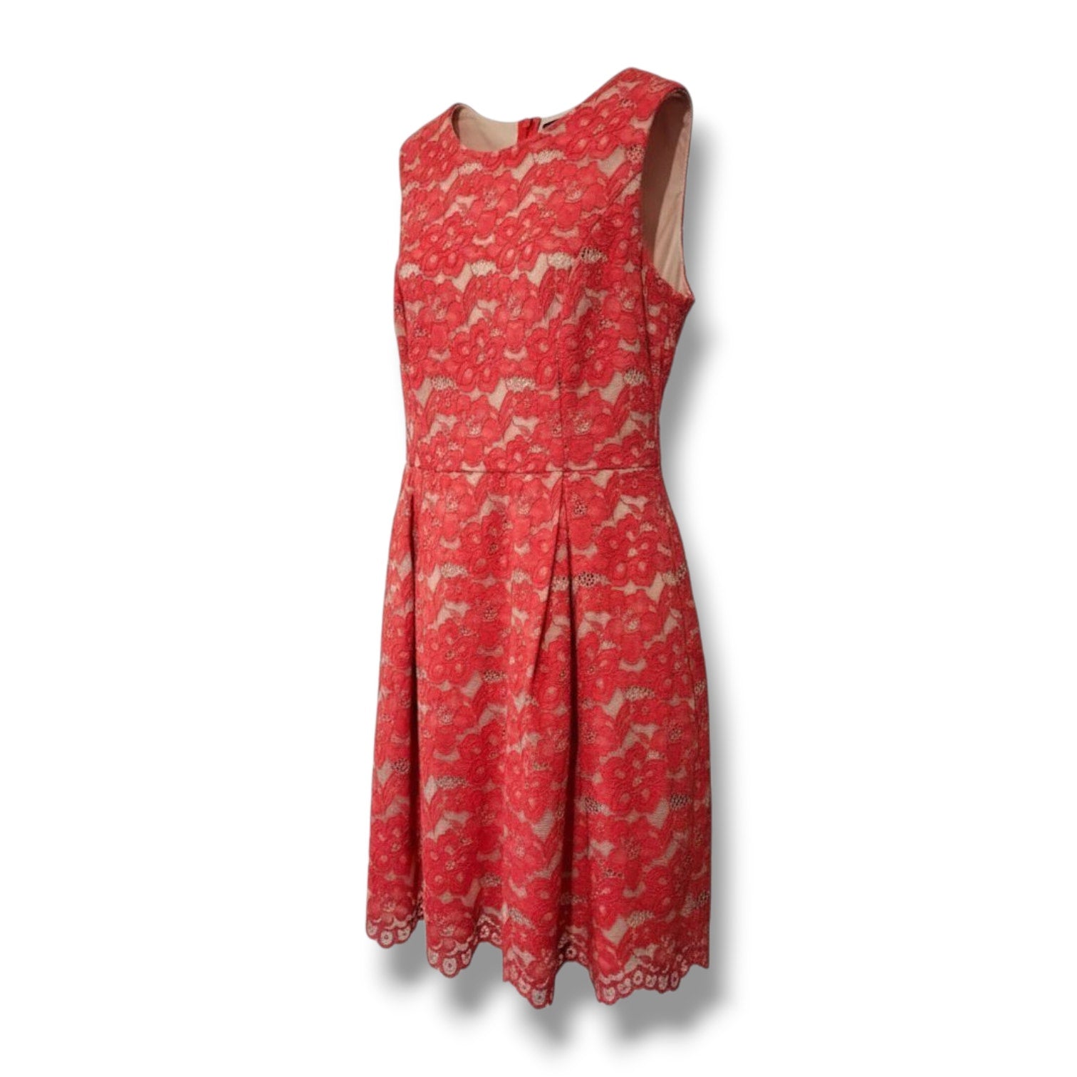 Soprano Women’s Red Orange Lace Overlay Lined Fit & Flare Dress Size Large