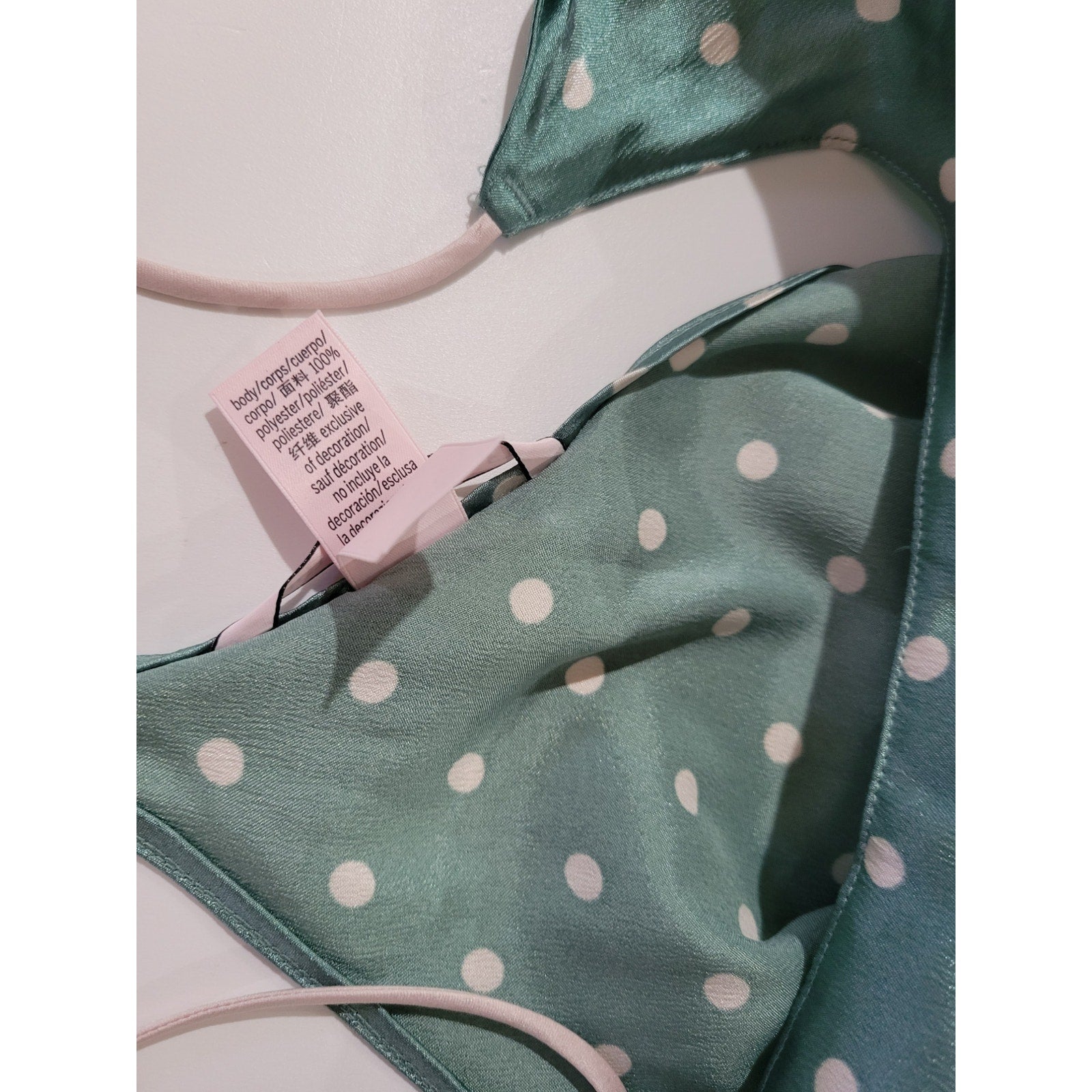 Victoria’s Secret Women’s Jade Green Polka Dot Satin Racerback Cami – Size XL