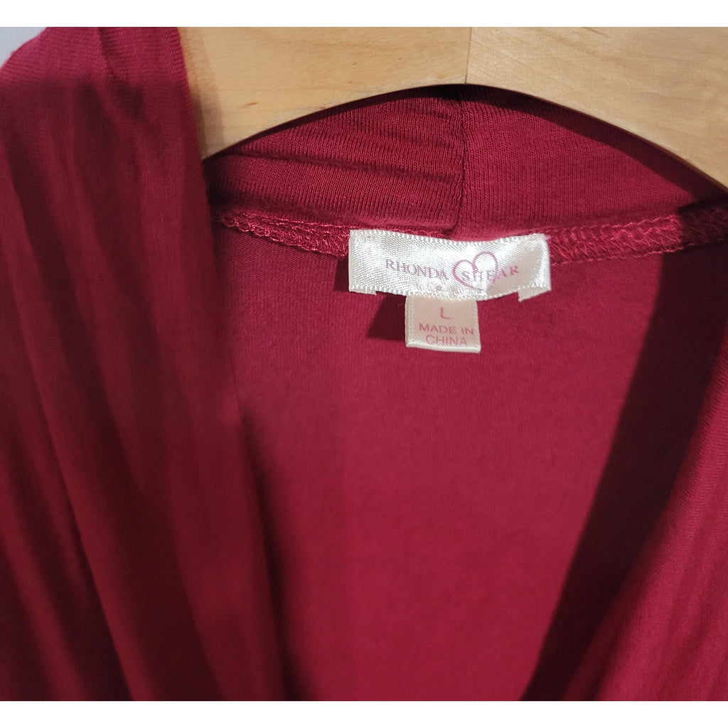 Rhonda Shear Women’s Burgundy 2-in-1 Draped Front Top Size Large