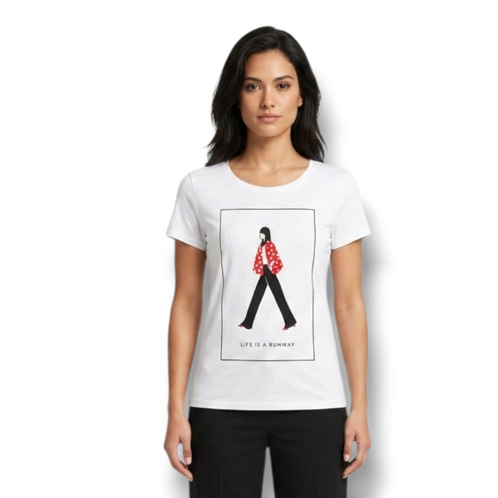 ELLE Women’s "Life Is A Runway" Graphic Tee Size Small
