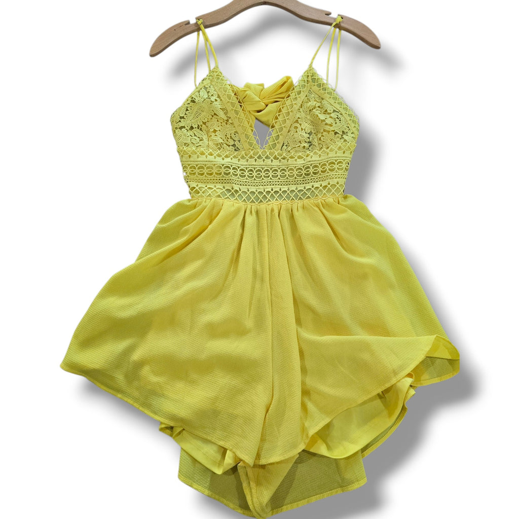 Fashion women's Nova Yellow Lace Crochet Romper
