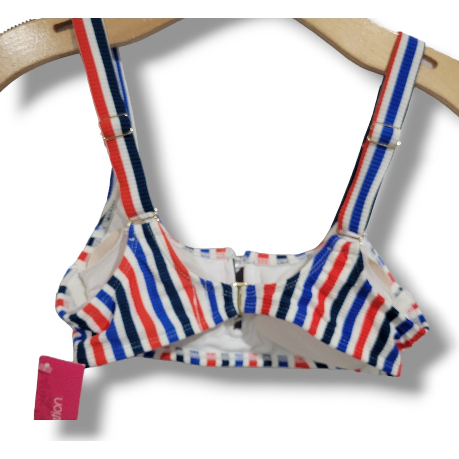 Xhilaration Juniors Ribbed striped patriotic faux button front bikini top  - xs