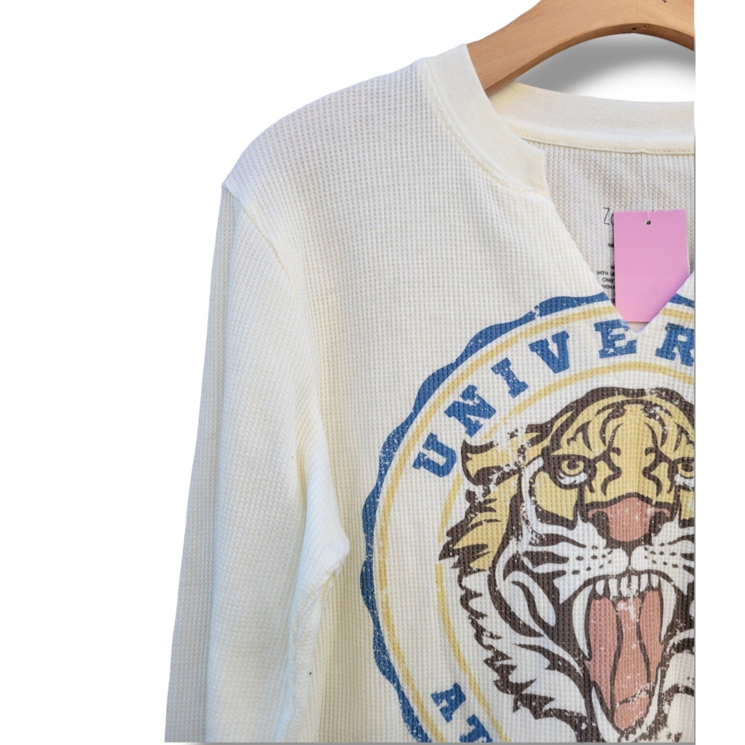 Zoe + Liv women's Long Sleeve Waffle UNIVERSITY ATHLETIC DEPARTMENT shirt  - xs