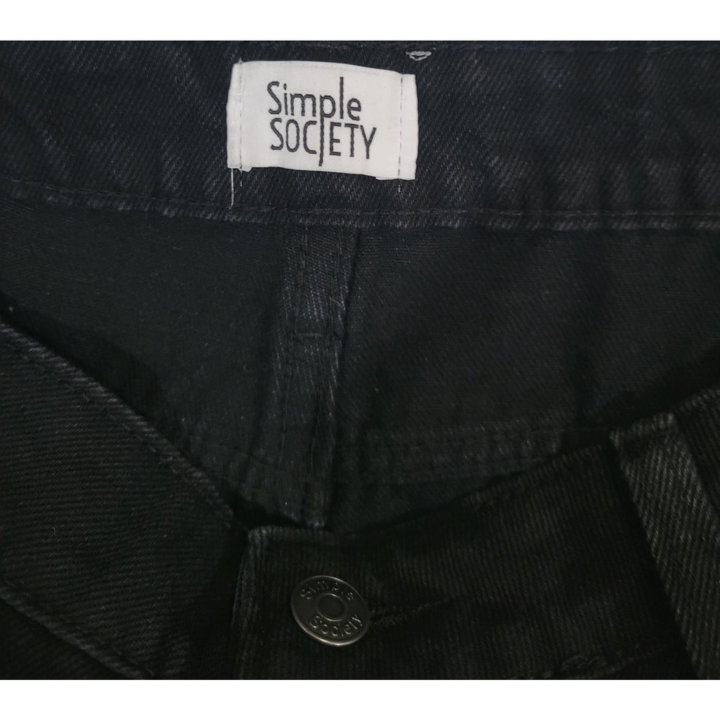 NWT Simple Society Black Rhinestone Star Jeans Juniors 17/33 High Rise Straight