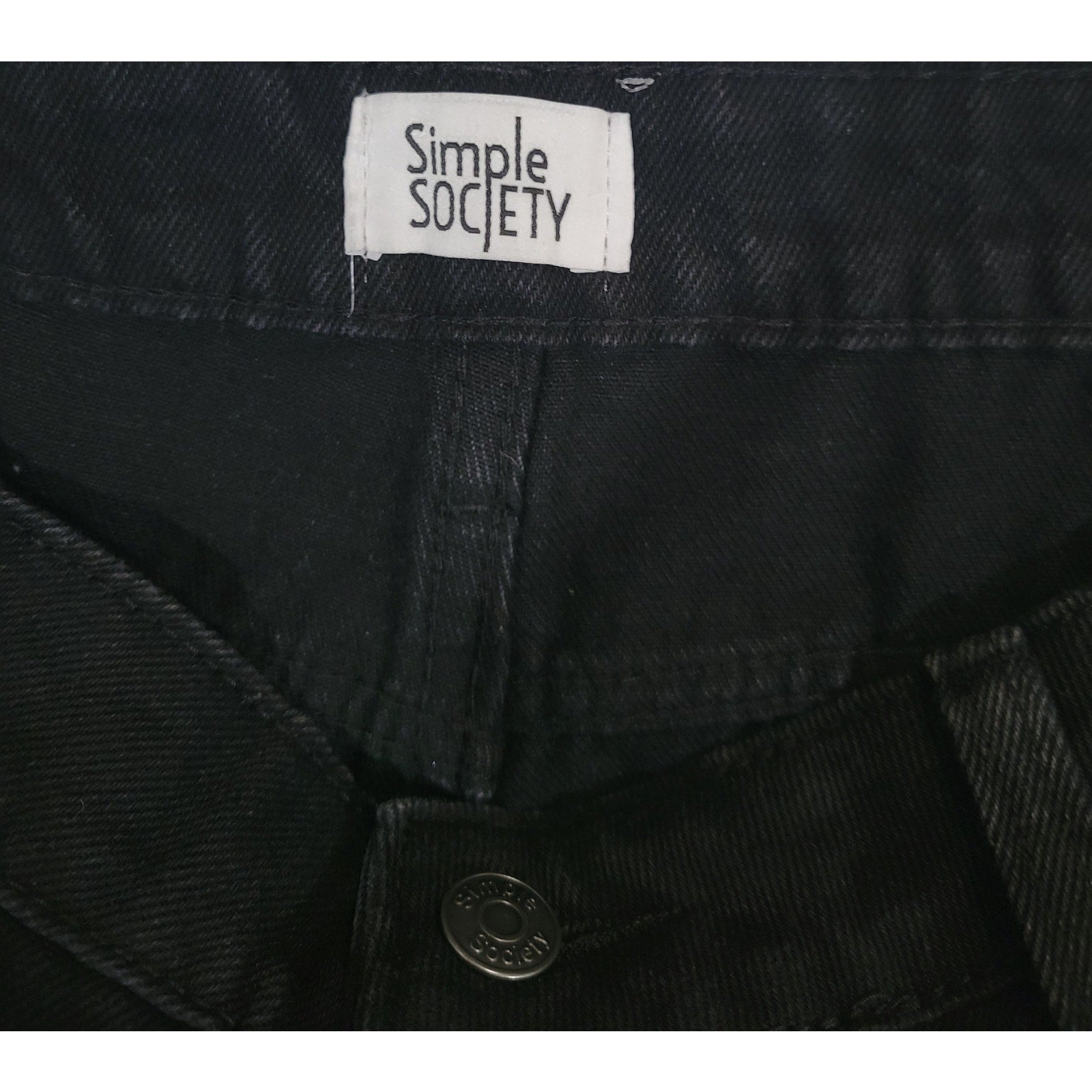 NWT Simple Society Black Rhinestone Star Jeans Juniors 17/33 High Rise Straight