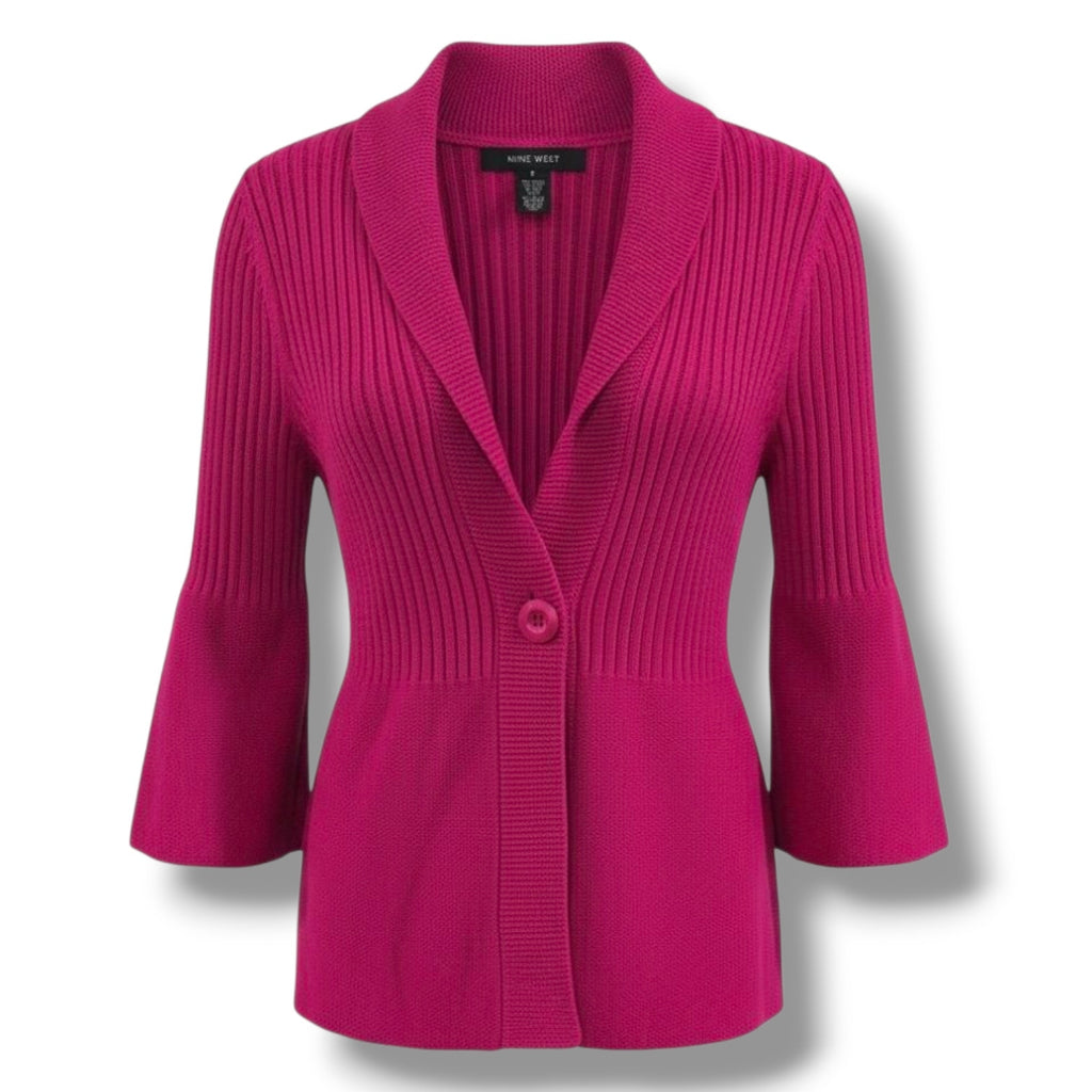 Nine West Women’s Fuchsia Ribbed Knit Cardigan – Gently Used size small