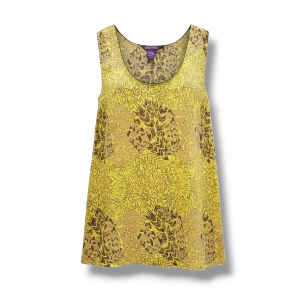 Beverly Drive Women’s Plus Size Yellow & Brown Sleeveless Tank Blouse- 24w/26w