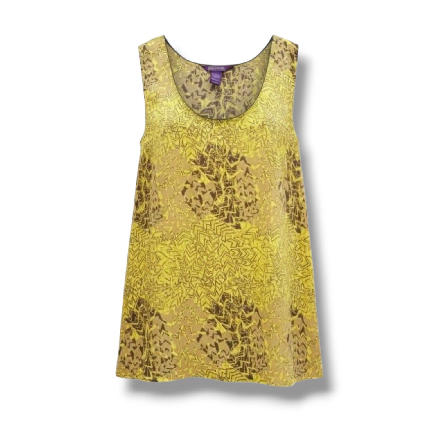 Beverly Drive Women’s Plus Size Yellow & Brown Sleeveless Tank Blouse- 24w/26w