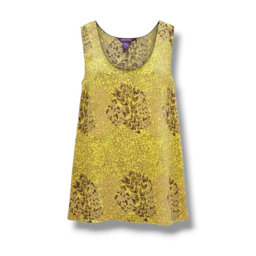 Beverly Drive Women’s Plus Size Yellow & Brown Sleeveless Tank Blouse- 24w/26w