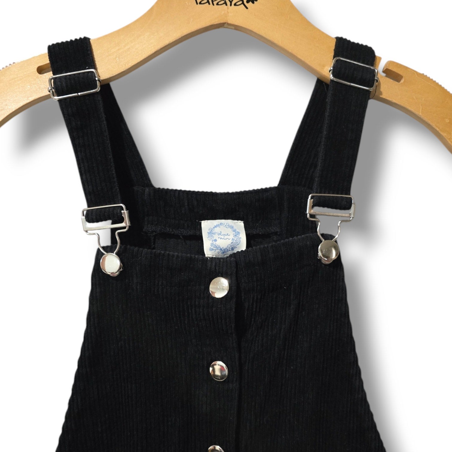 Blue Rain Women’s Black Corduroy Skirtall Dress – Size XS, Adjustable Straps