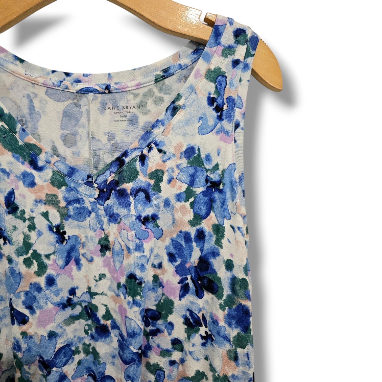 Lane Bryant Watercolor Floral V-Neck Swing Tank Top