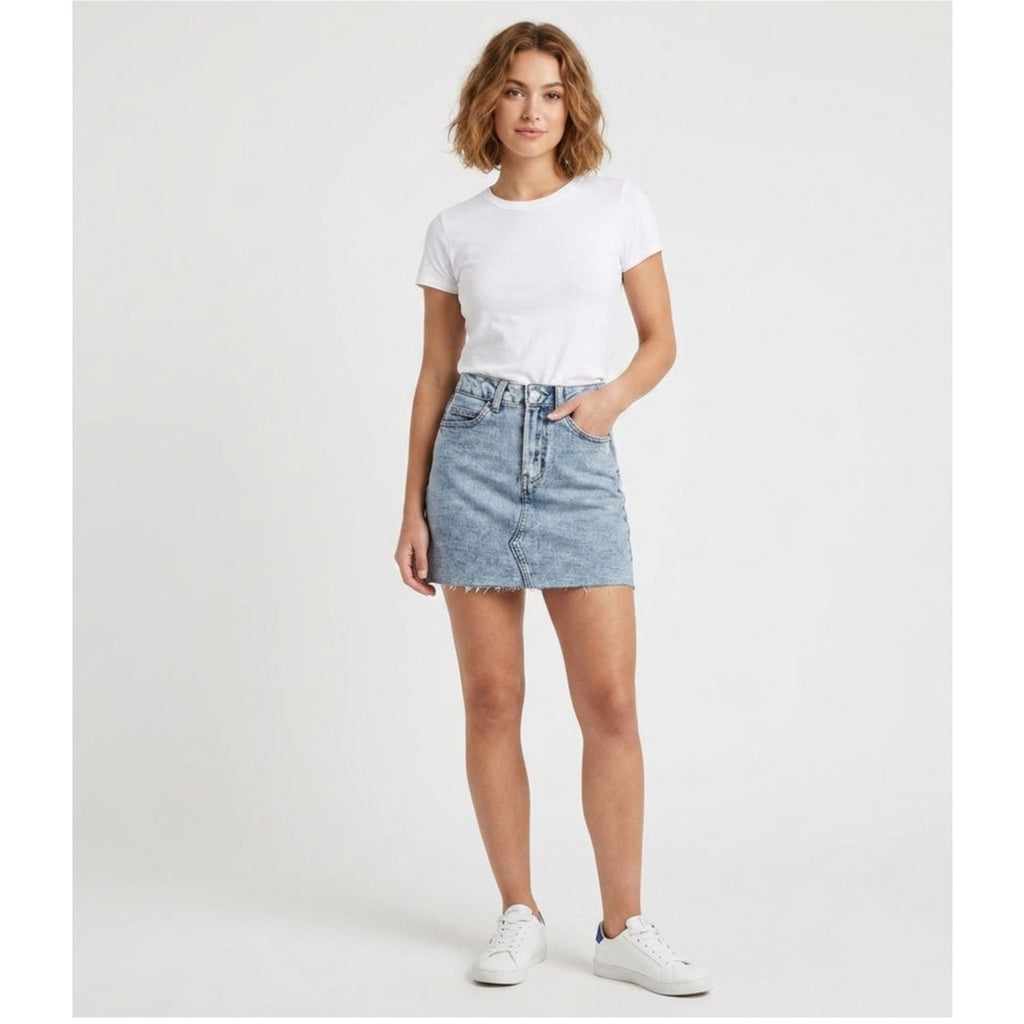 Wild Fable Women’s Raw Hem Denim Mini Skirt – 5 Pocket, Cotton Blend, New