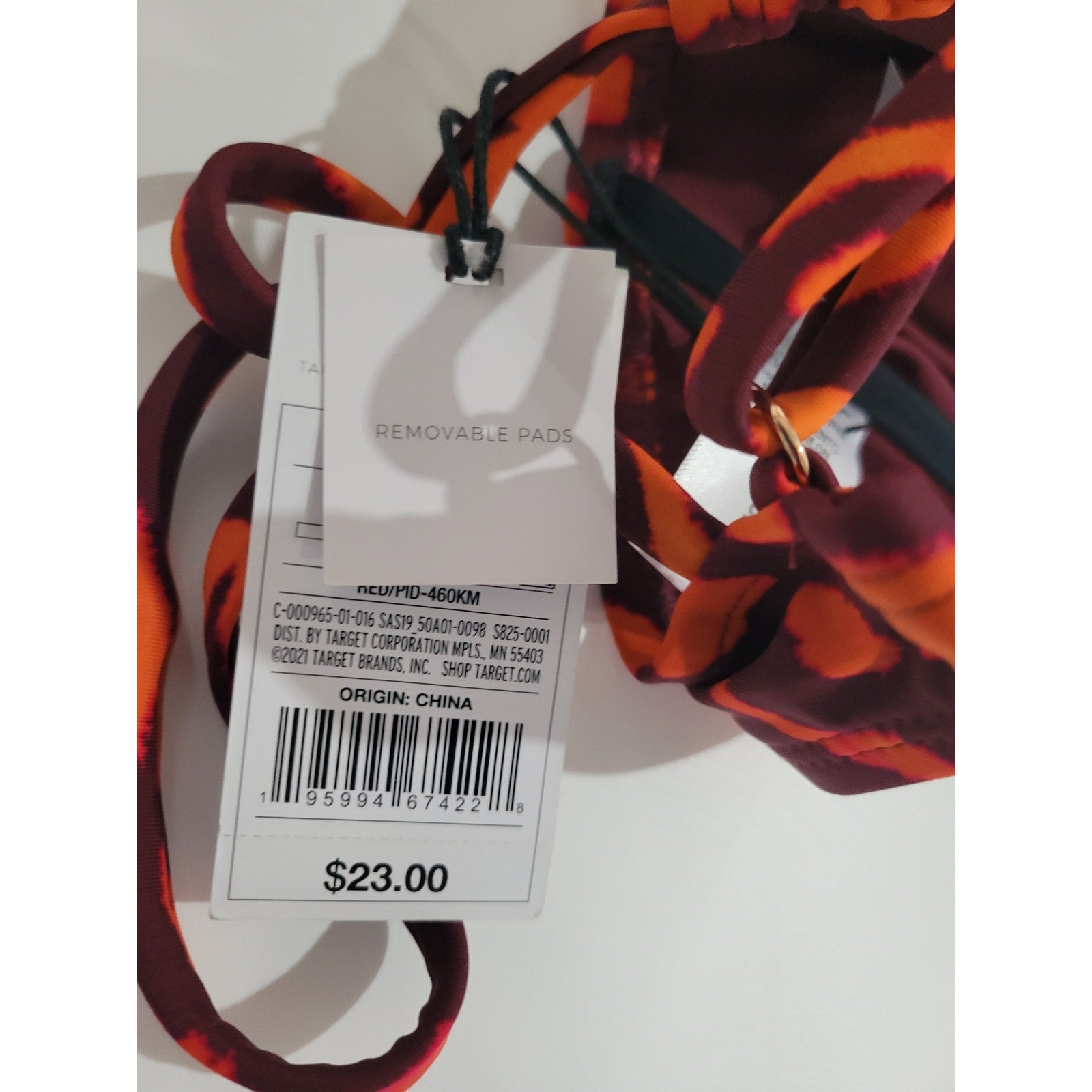 Shade & Shore Women’s Red Animal Print One Shoulder Bikini Top Small NWT