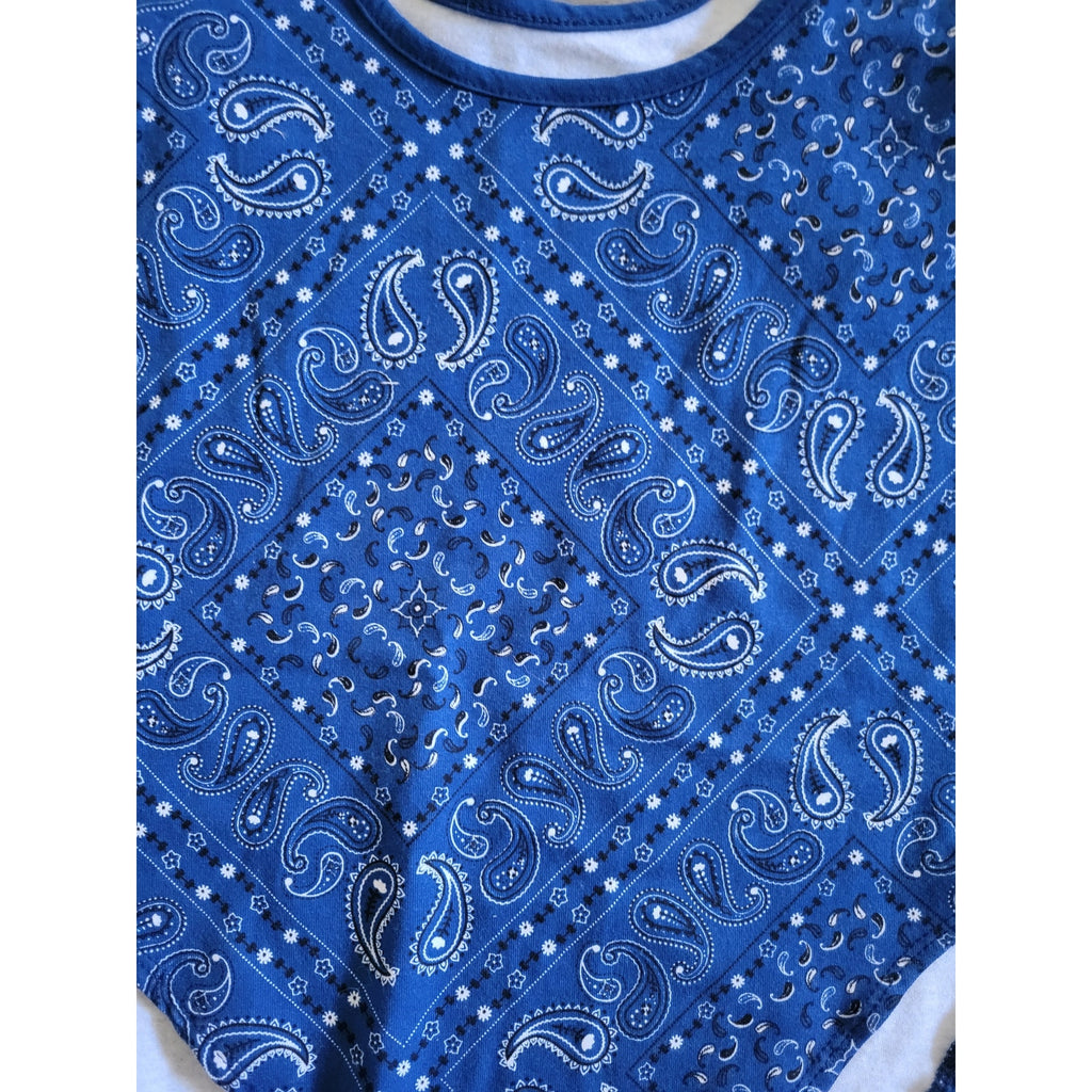 IML Isaac Morris LTD Women’s Blue Bandanna Print Bodysuit – Small, Cotton Blend