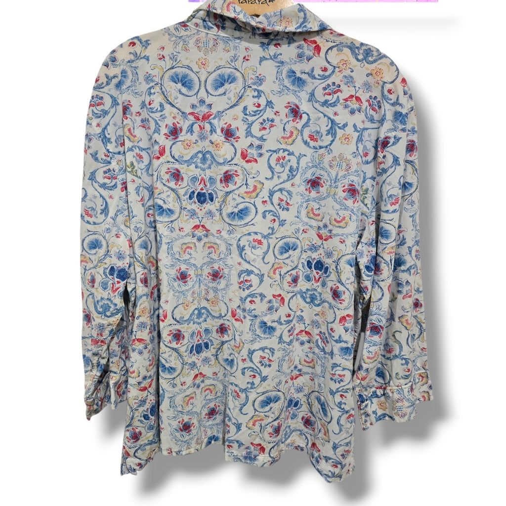 Lauren Ralph Lauren Blue and Red Floral Pajama Top