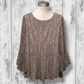 Terracotta women's Paisley Smocked-Accent Bell-Sleeve Blouse xl