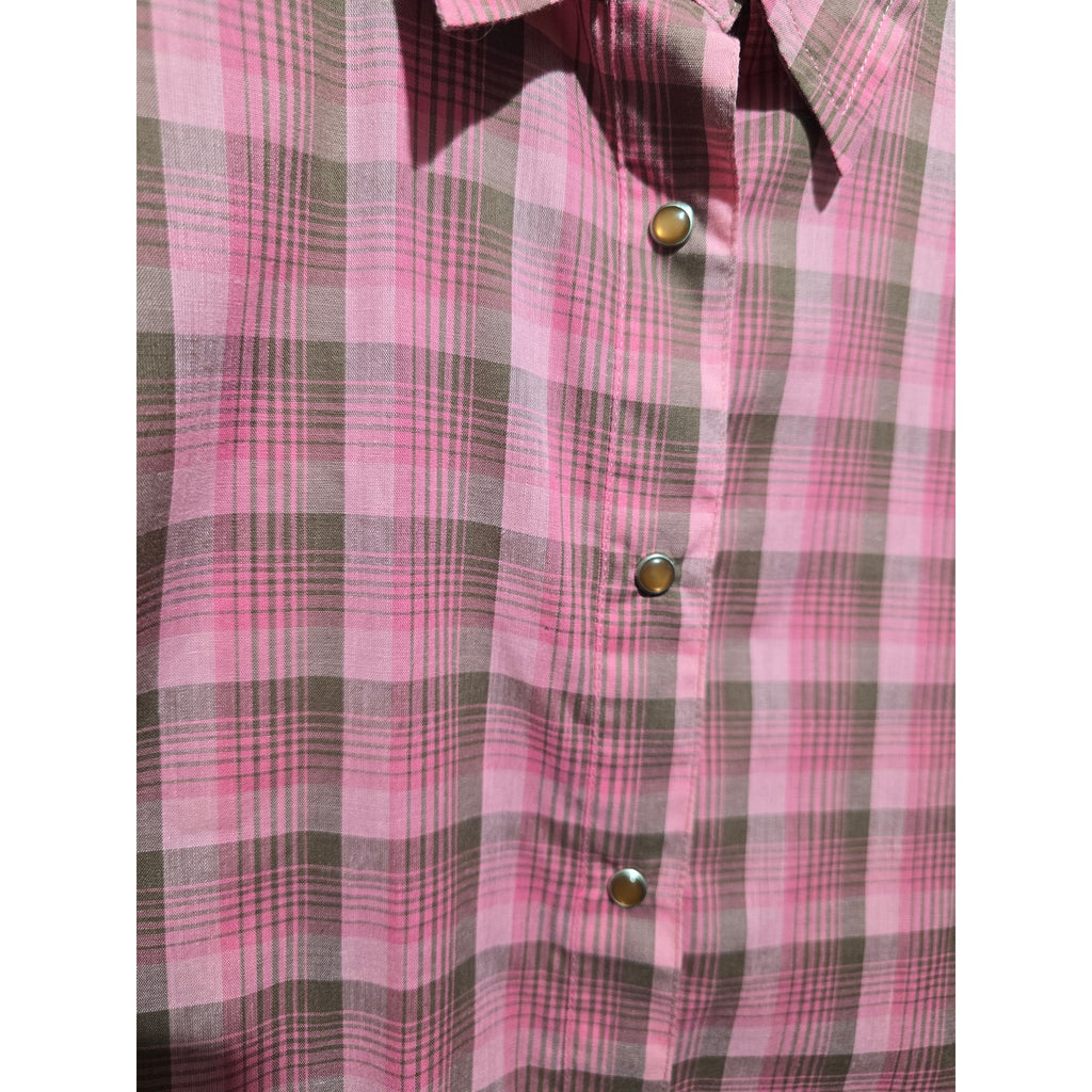 Wrancher by Wrangler Women's XL Pink Plaid Western Button Down Shirt
