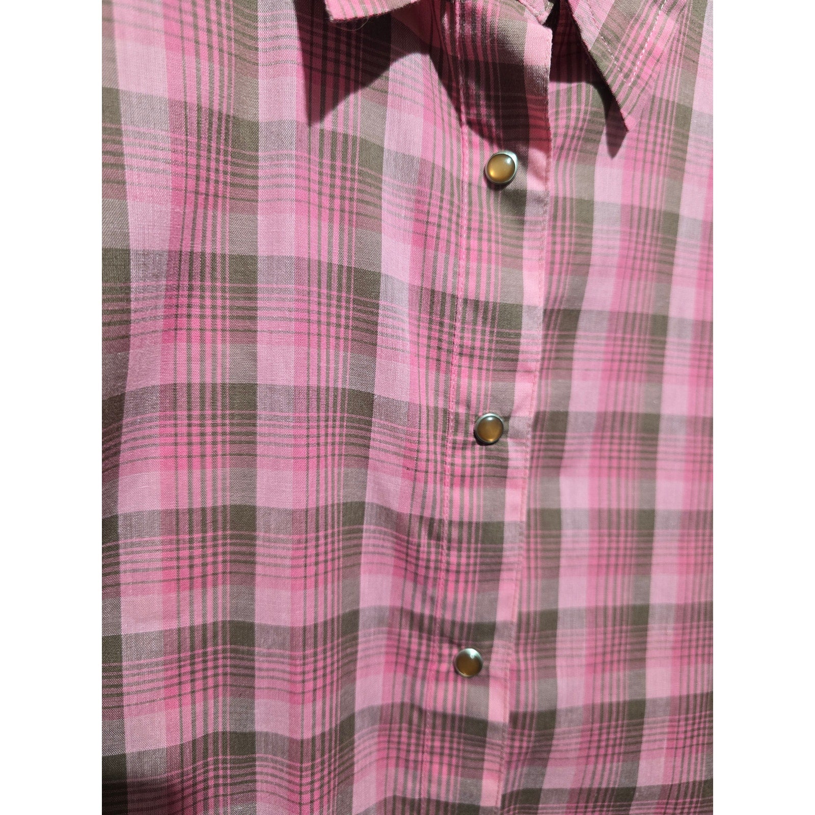 Wrancher by Wrangler Women's XL Pink Plaid Western Button Down Shirt