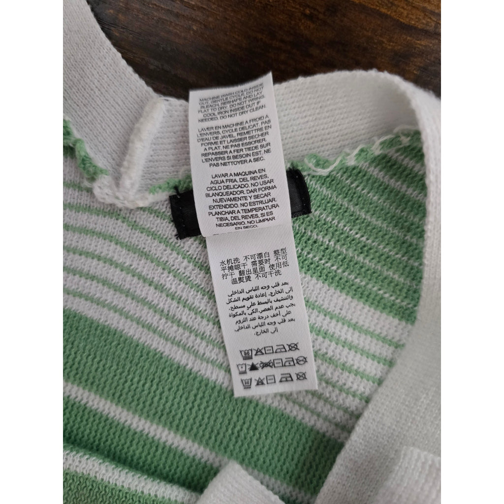 Truce Girls Size L (14) Green White Striped Tie Shoulder Knit Dress