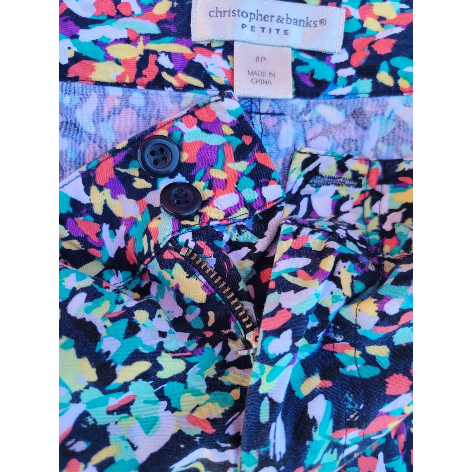 Christopher & Banks Women’s Abstract Print Casual Skirt 8P Cotton Spandex Blend