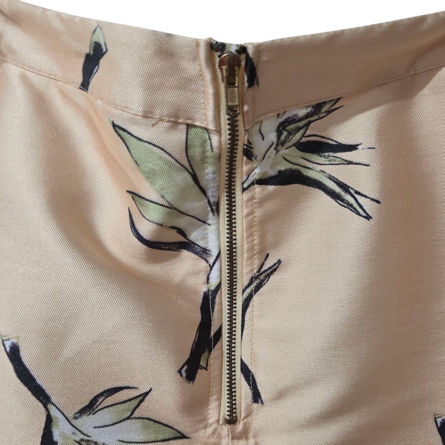 Forever 21 Contemporary Women’s yellow Tropical Floral A-Line Midi Skirt Small