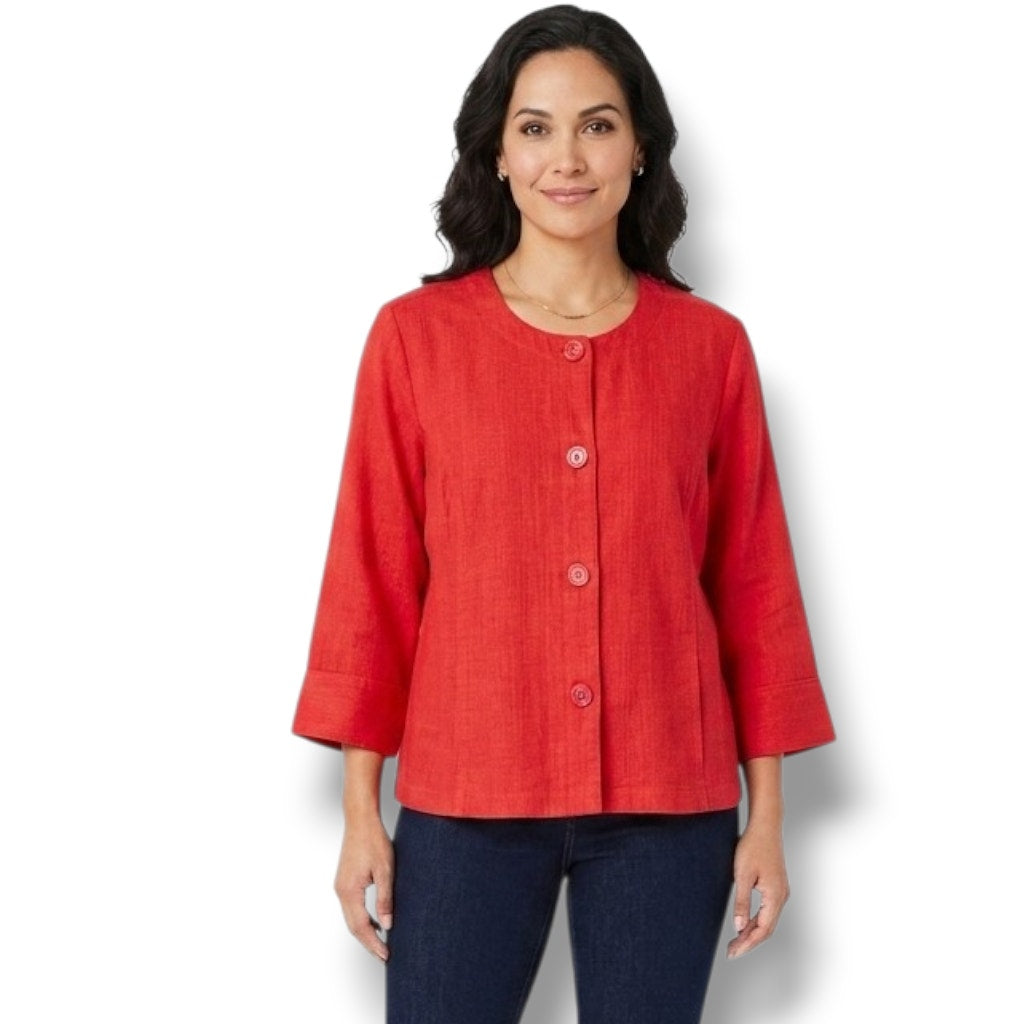Vintage Shaver Lake Red Corduroy Cropped 3/4 Sleeve Button Front Blazer 2x