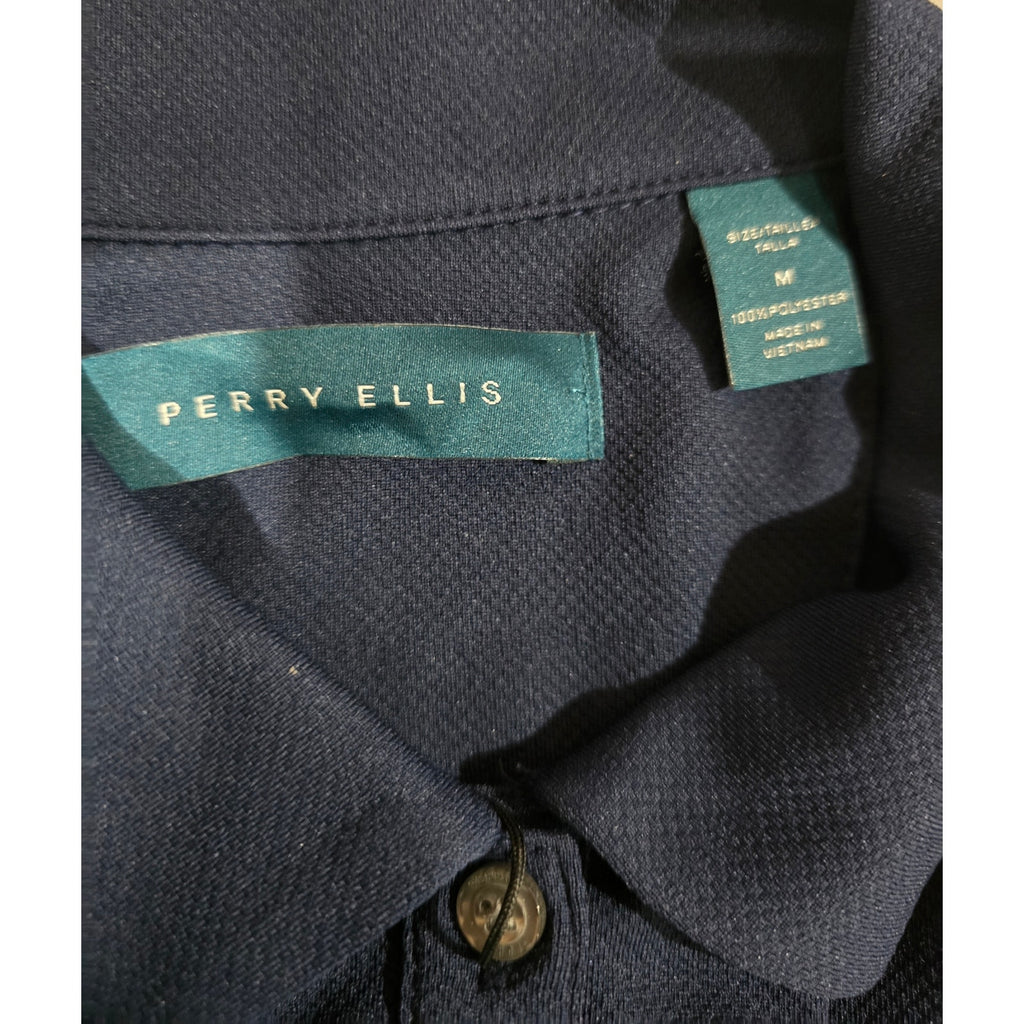 Perry Ellis women’s Navy Blue Polo Shirt WCN Crest Logo – Size M, Short Sleeve