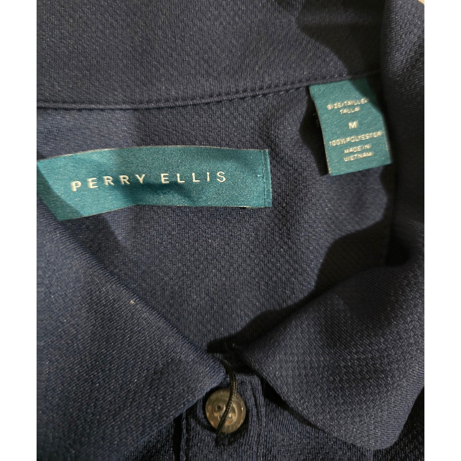 Perry Ellis women’s Navy Blue Polo Shirt WCN Crest Logo – Size M, Short Sleeve