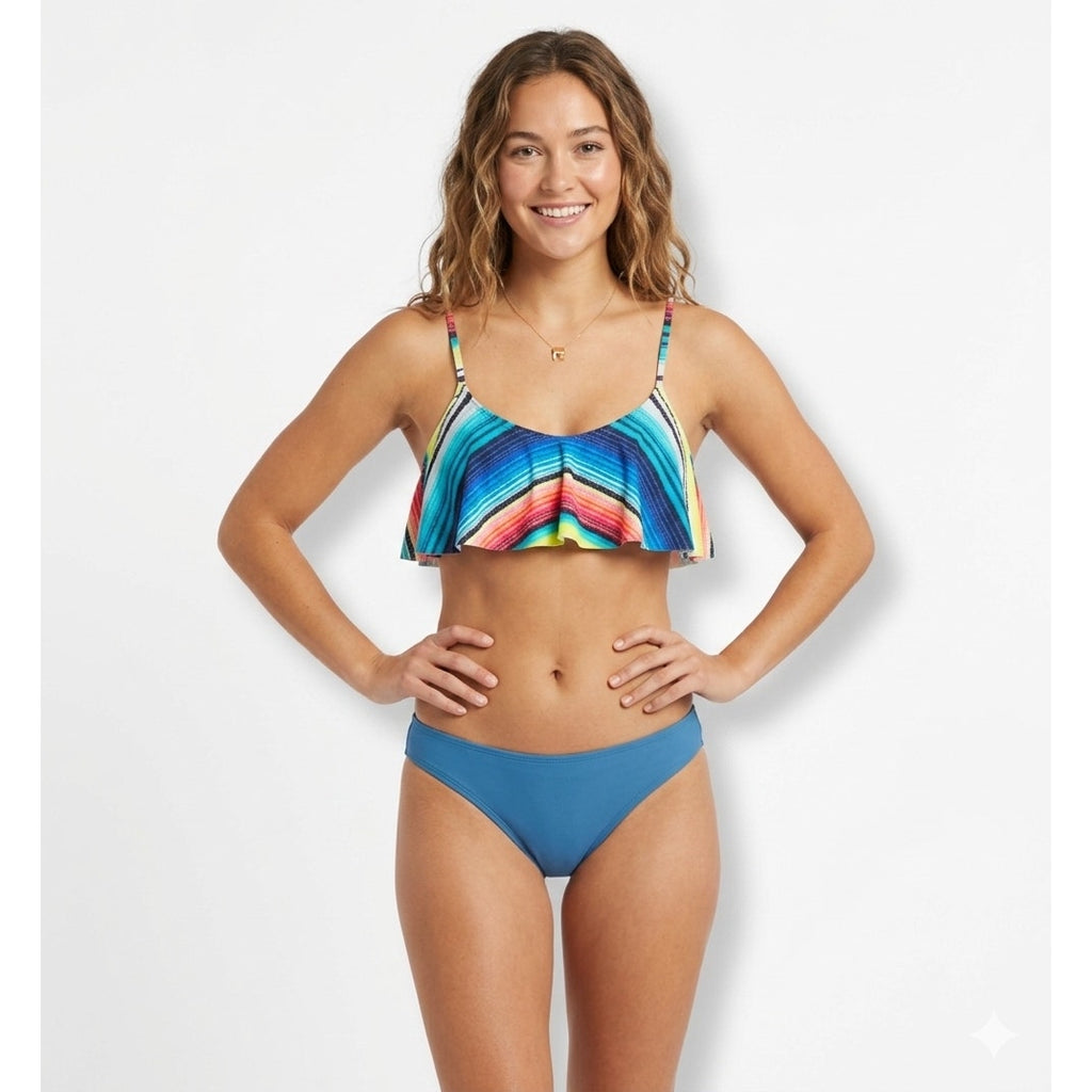 Forever 21 Juniors Multicolor Striped Flounce Bikini Top - Large NWT
