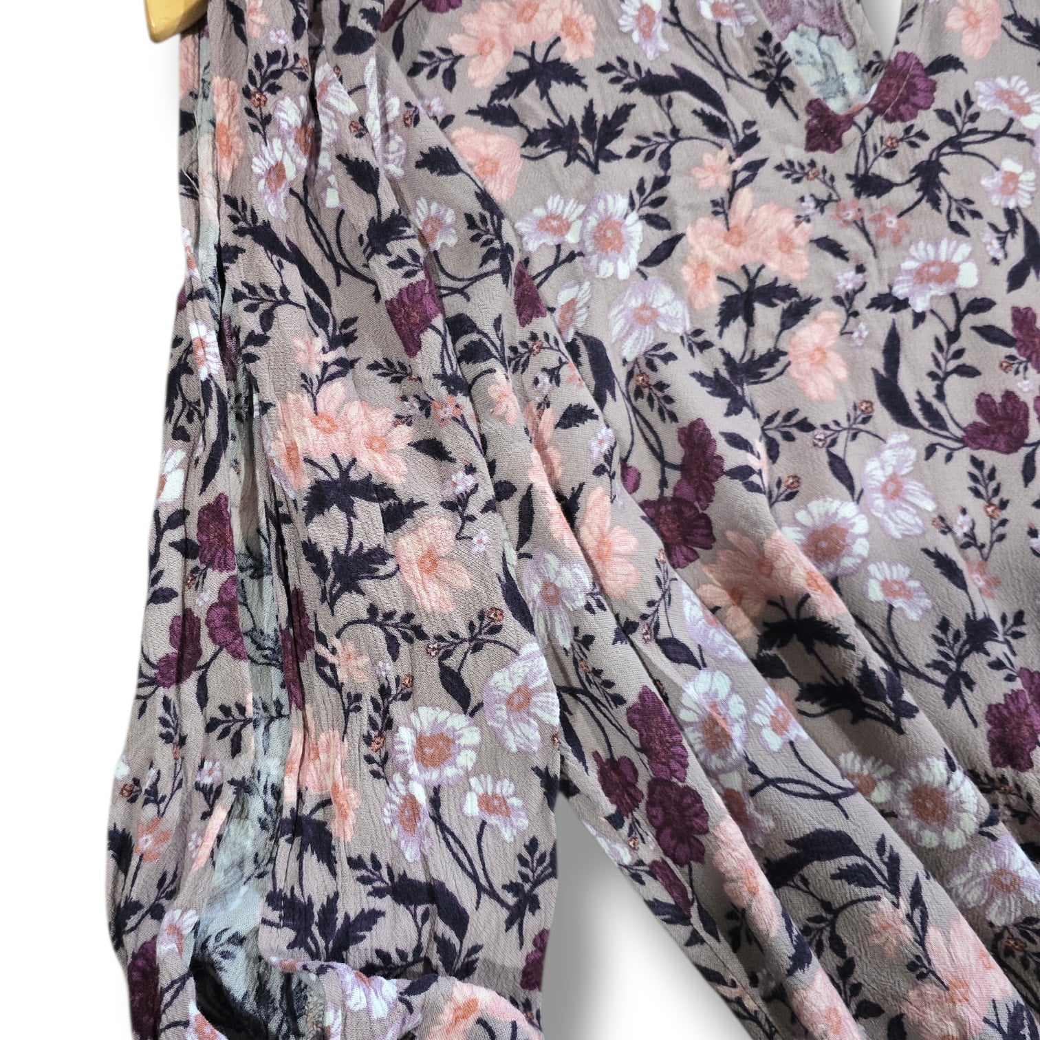 American Eagle Taupe Floral Bell Slit Sleeve Keyhole Mini Dress XL