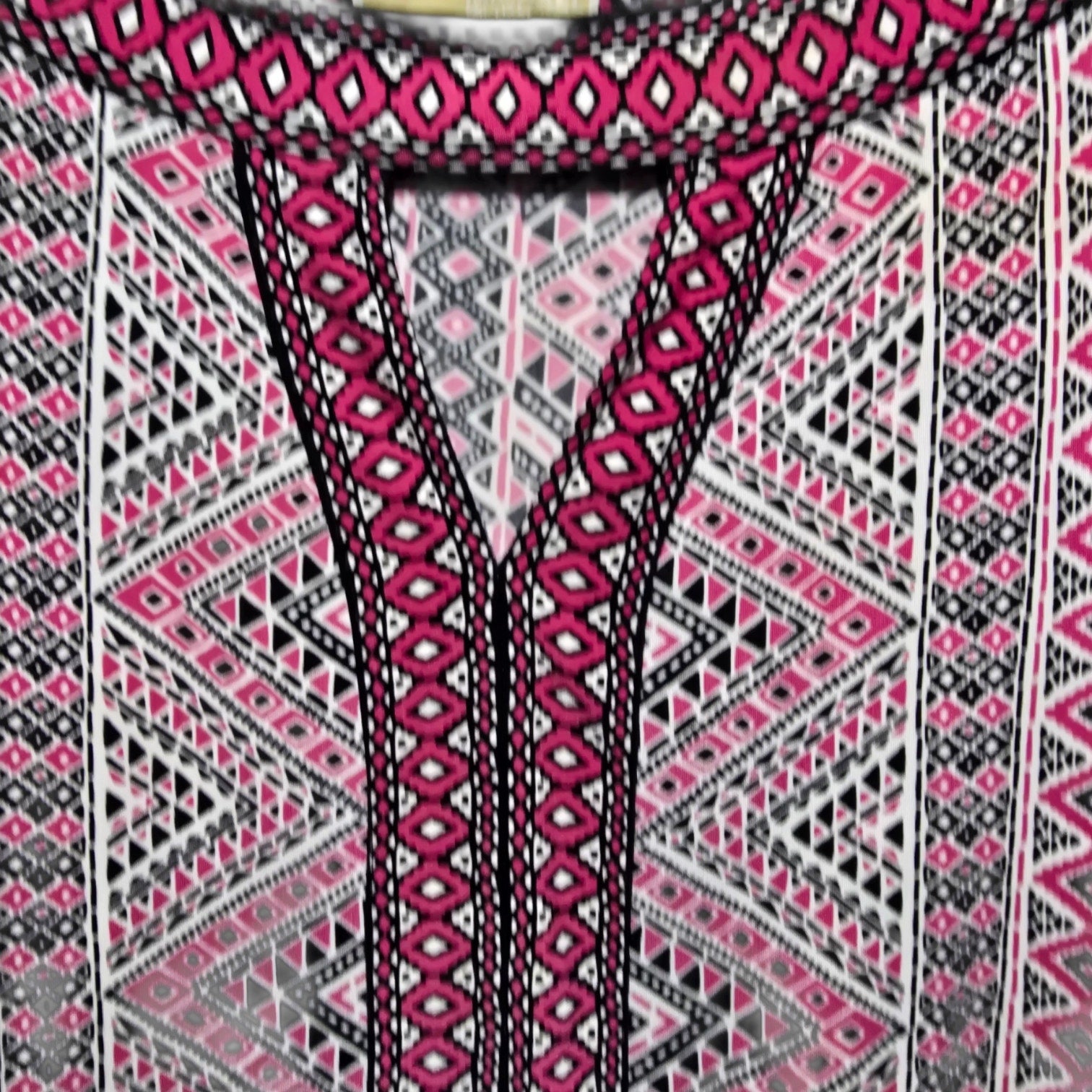 MICHAEL Michael Kors Women's Size 2X Pink Black Geometric Keyhole Tunic Dress