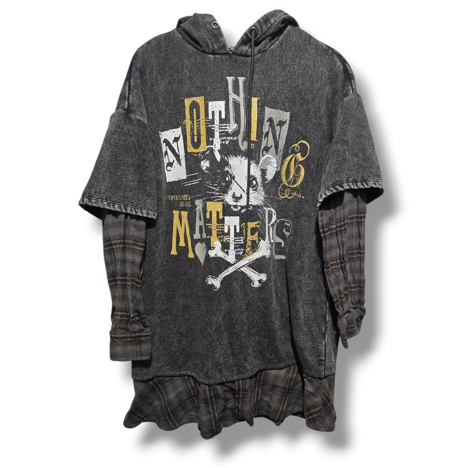 Hot Topic women's Nothing Matters Flannel Twofer Hoodie Dress