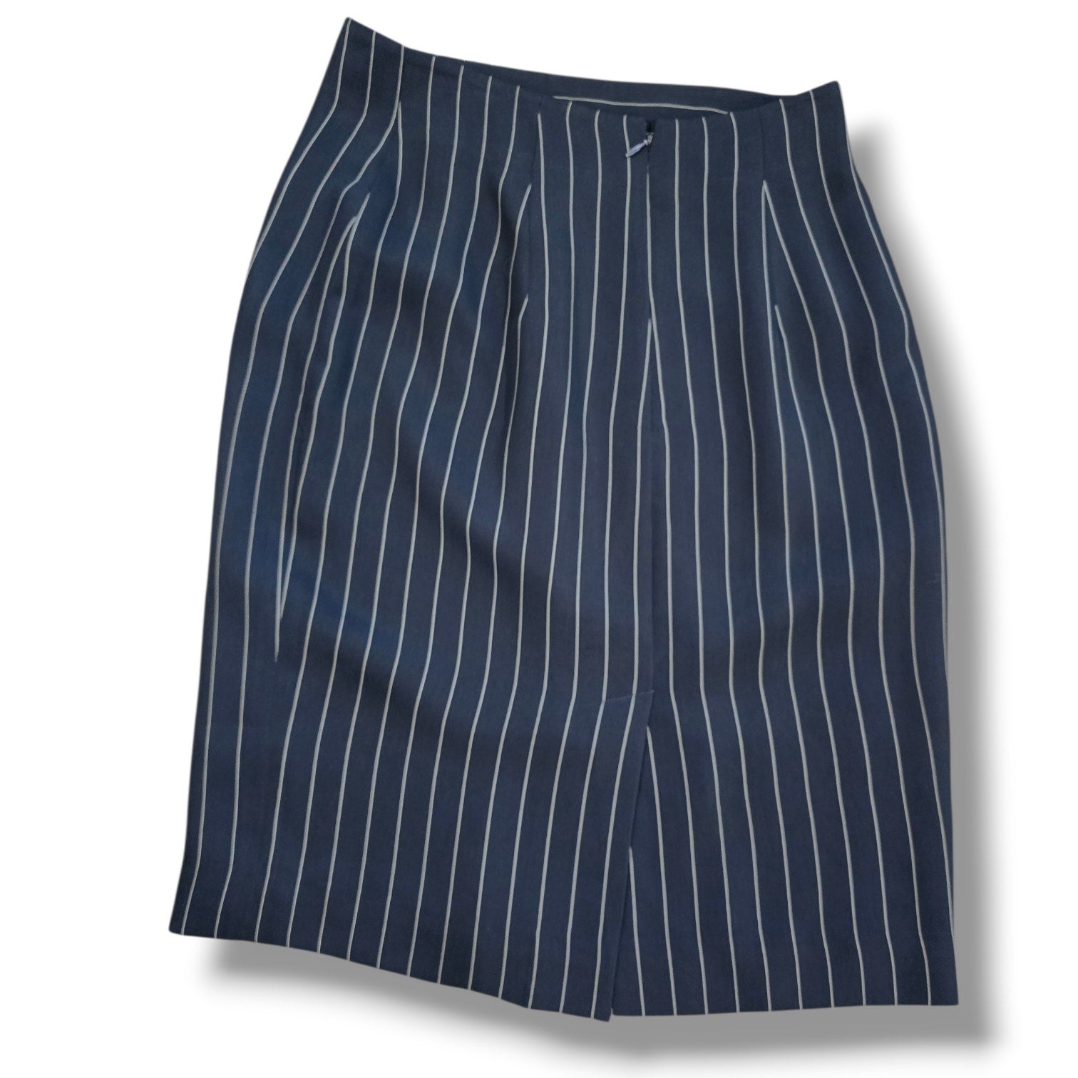 Vintage Evan-Picone Navy Blue Pinstripe Pencil Skirt Lined Size 10