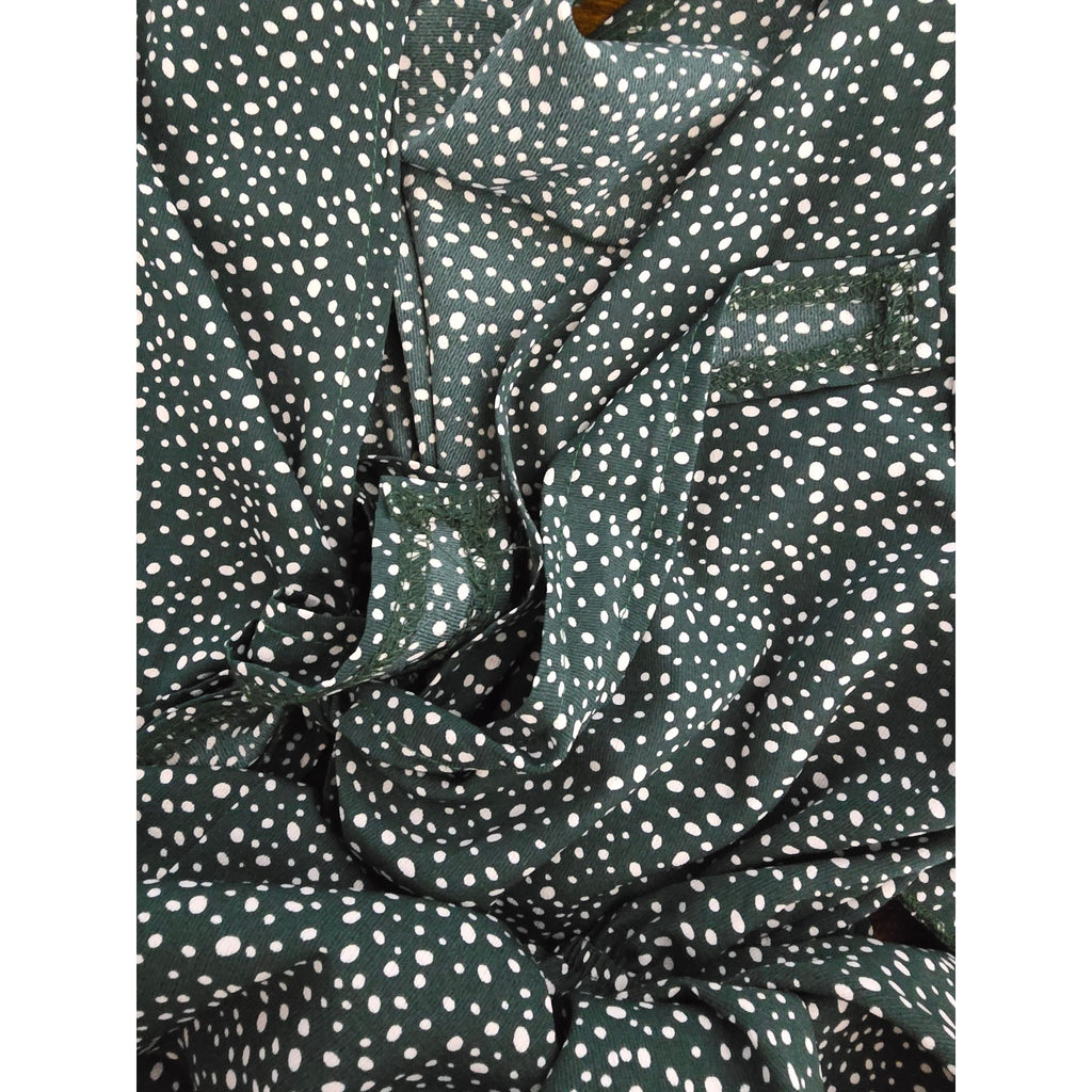 SHEIN Women's Size Large Dark Green Speckled Tie Front Bell Sleeve Romper
