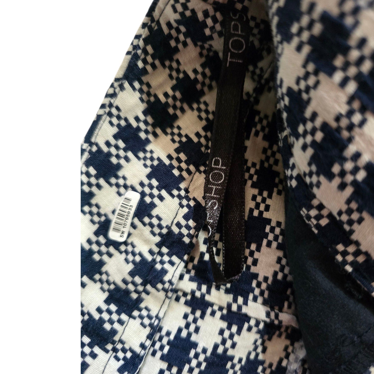 Topshop Women’s Blue White Houndstooth Cropped Pants Size 6