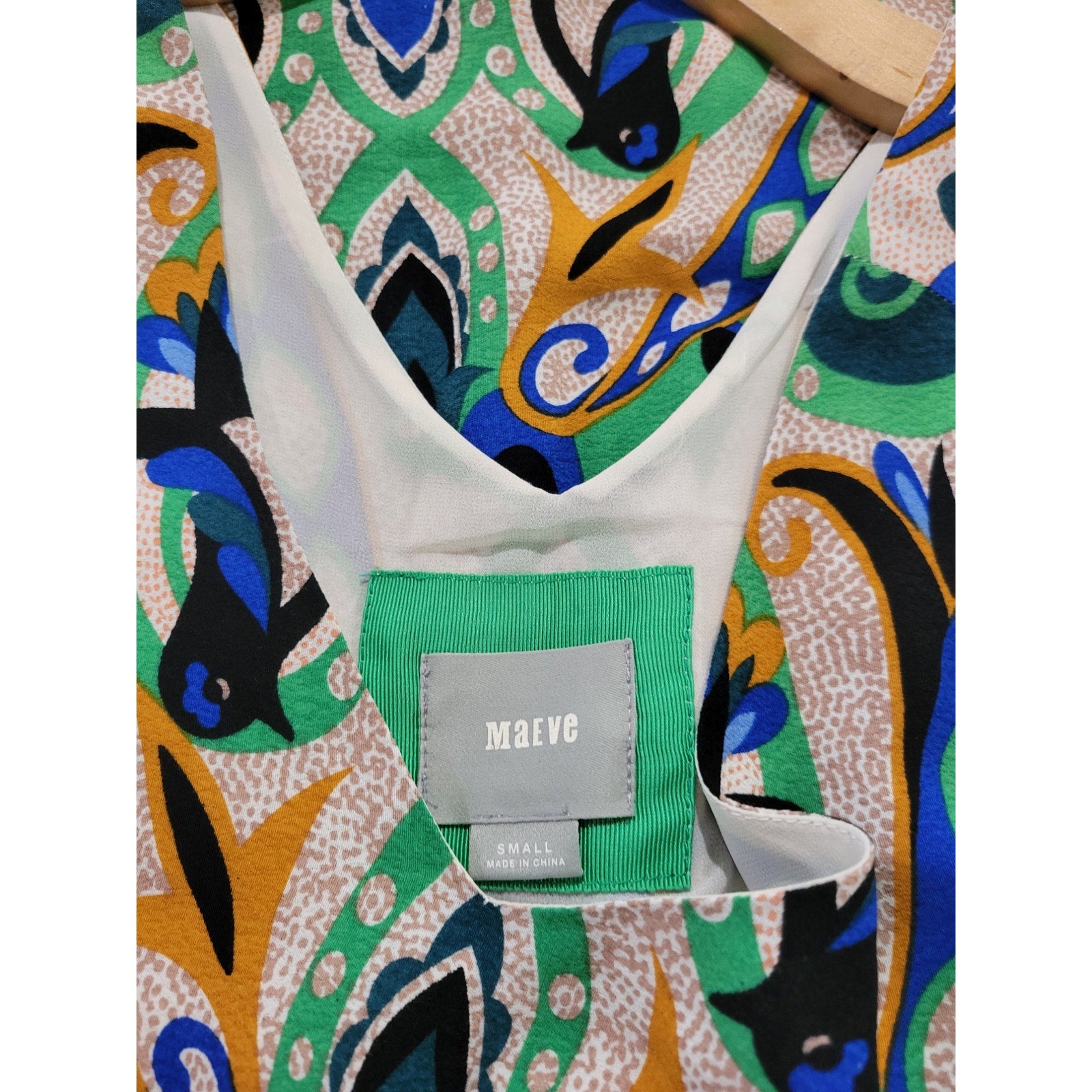 Anthropologie Maeve Women’s Blue Green Folksong Bird Shift Dress – Small