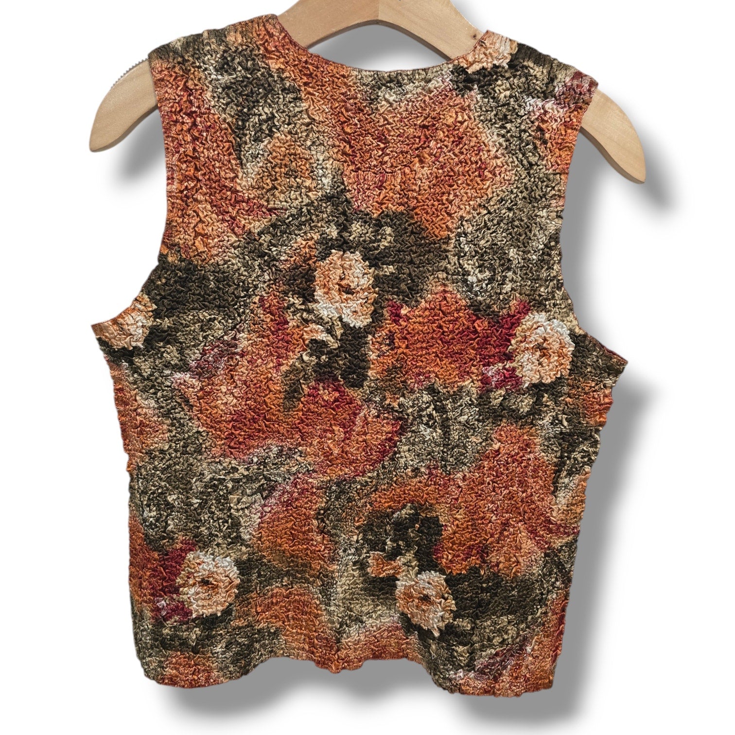 Vintage Women’s Reversible Textured Floral Sleeveless Top – one size fits most
