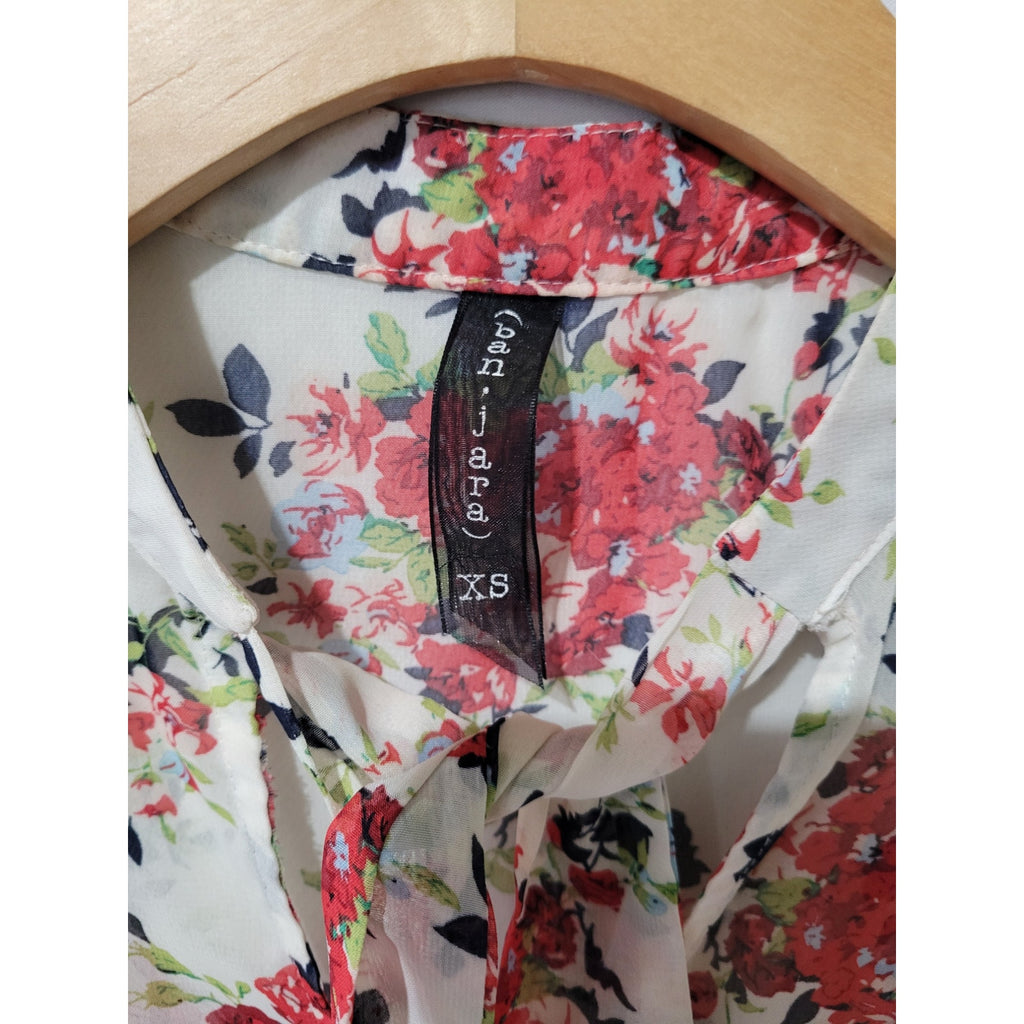Ban Jara Women’s Floral Cold Shoulder Peplum Blouse – XS, Polyester, Gently Used