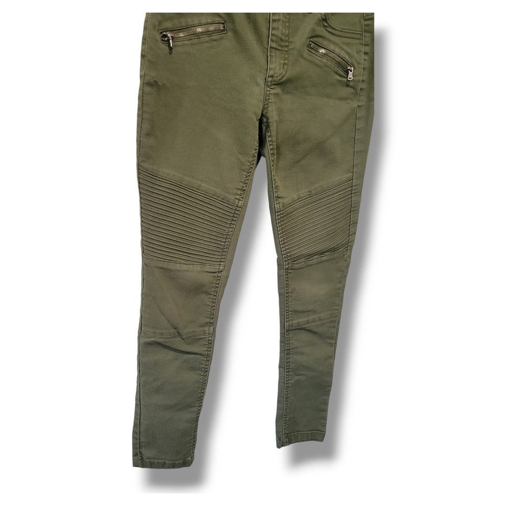 Tinsel women's military green Brian Moto Detail skinny fit pants - size 25