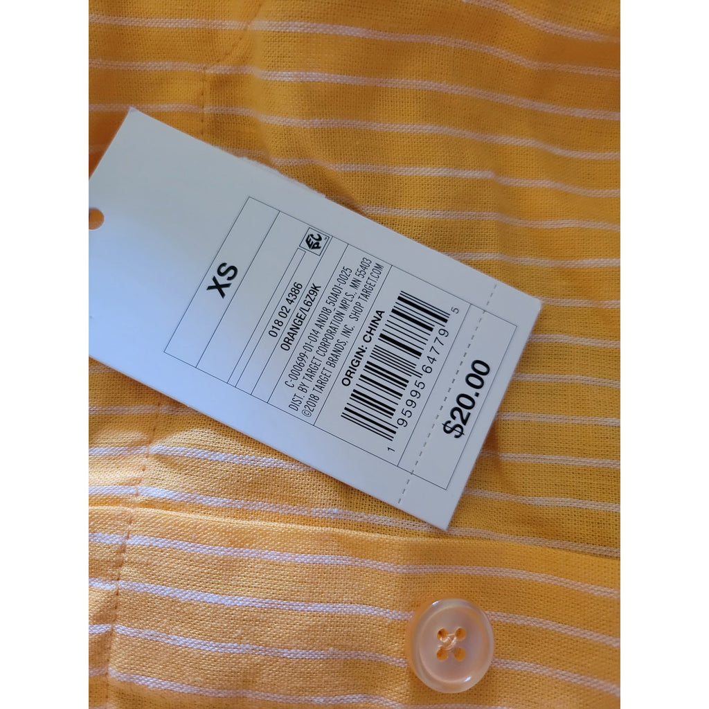 A New Day women’s Orange Tie Front Apron Tank Top Women’s XS Linen Rayon NWT