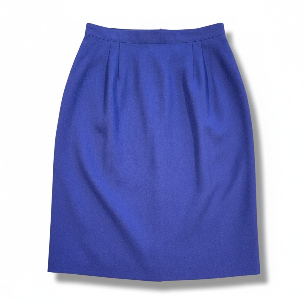 Vintage Worthington Royal Blue Wool Blend Lined Pencil Skirt Made in USA