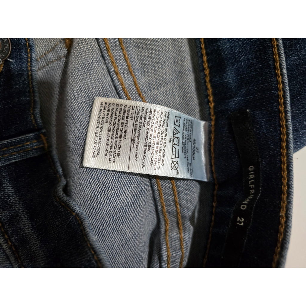 Banana Republic Girlfriend Jeans Two Tone Blue Ankle Denim Size 27 Stretch