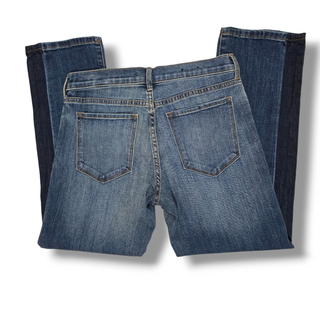 Banana Republic Girlfriend Jeans Two Tone Blue Ankle Denim Size 27 Stretch