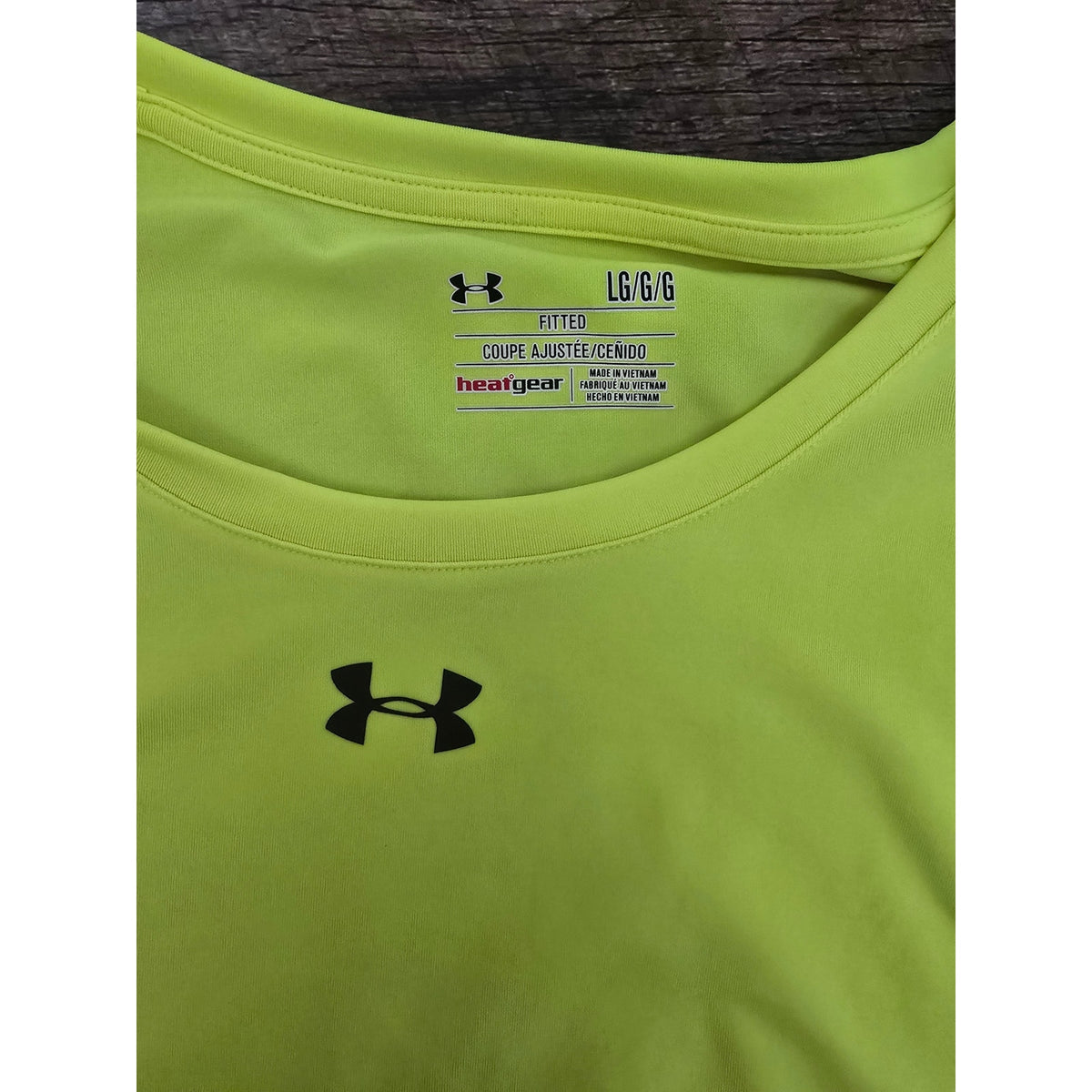 Under Armour HeatGear Fitted Long Sleeve Running Athletic Shirt Neon Yellow LG